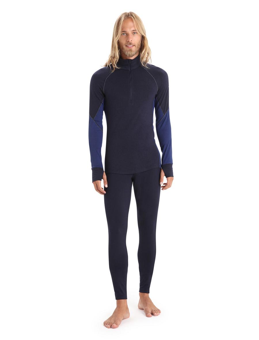 Midnight Navy / Royal Navy Men's Icebreaker BodyfitZone™ Merino 260 Zone Long Sleeve Half Zip Thermal Top Base Layers | USA 1348ZUTG